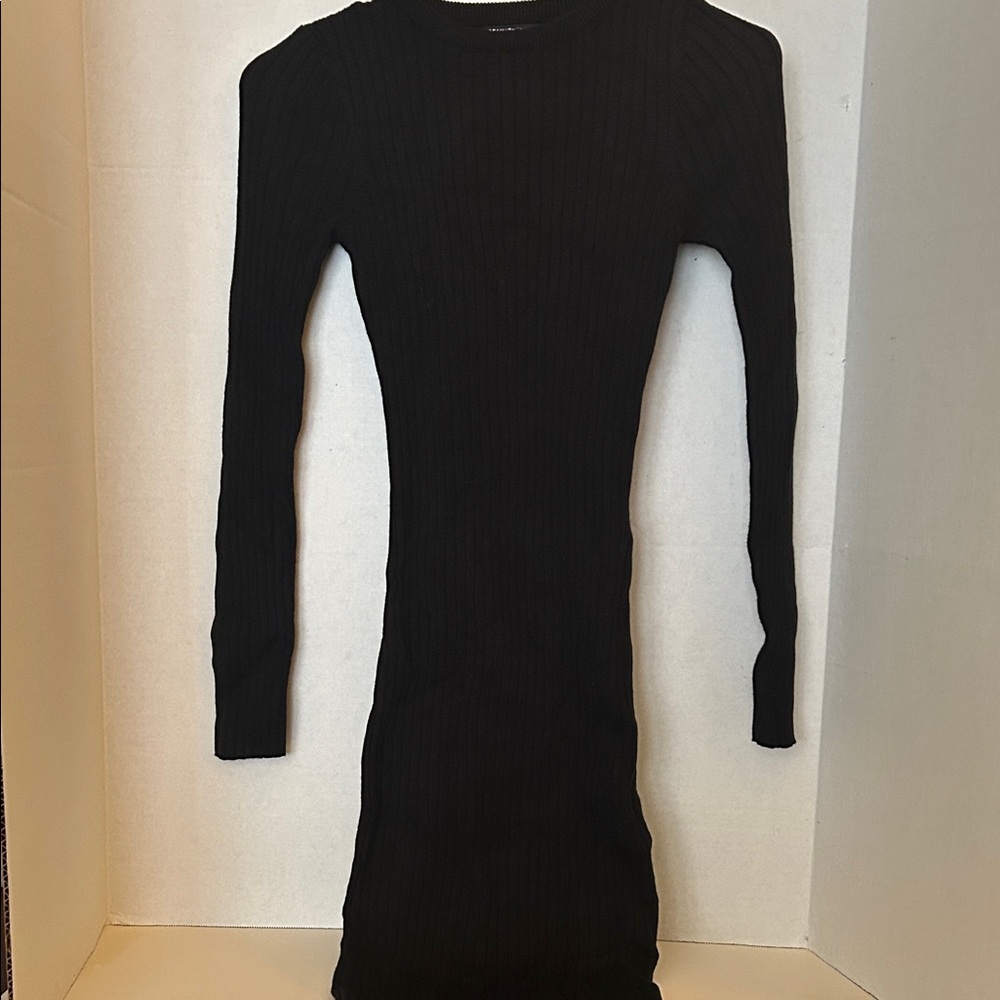 Fashion Nova Black Ribbed Knit Dress